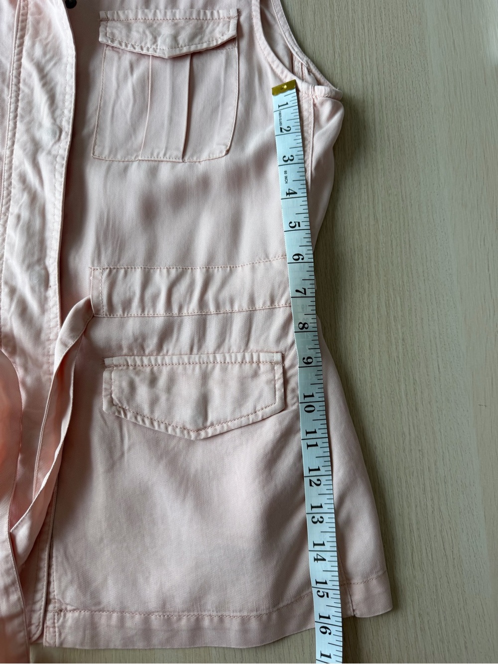 Max Jeans Utility Vest Women's Size M Blush Pink Sleeveless Belted Cargo Vest - Picture 7 of 9